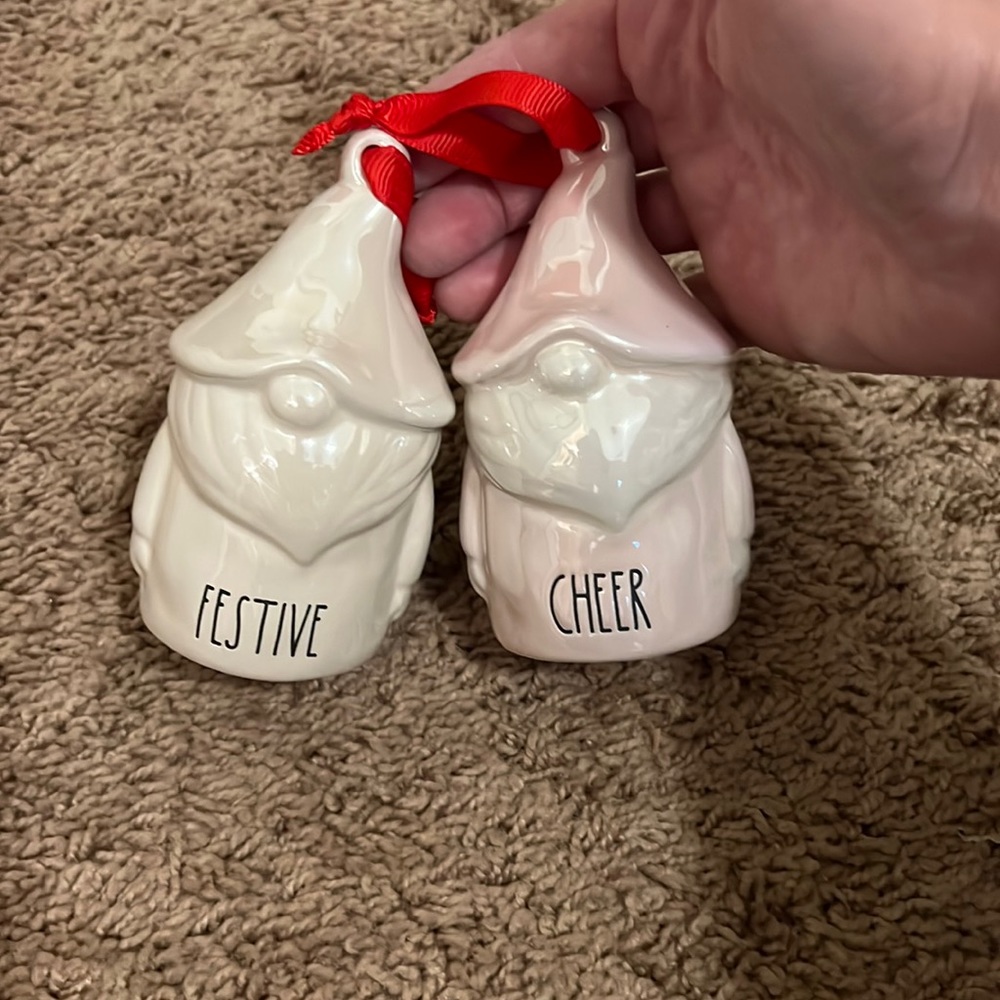 Gnome ornaments , Rae dunn